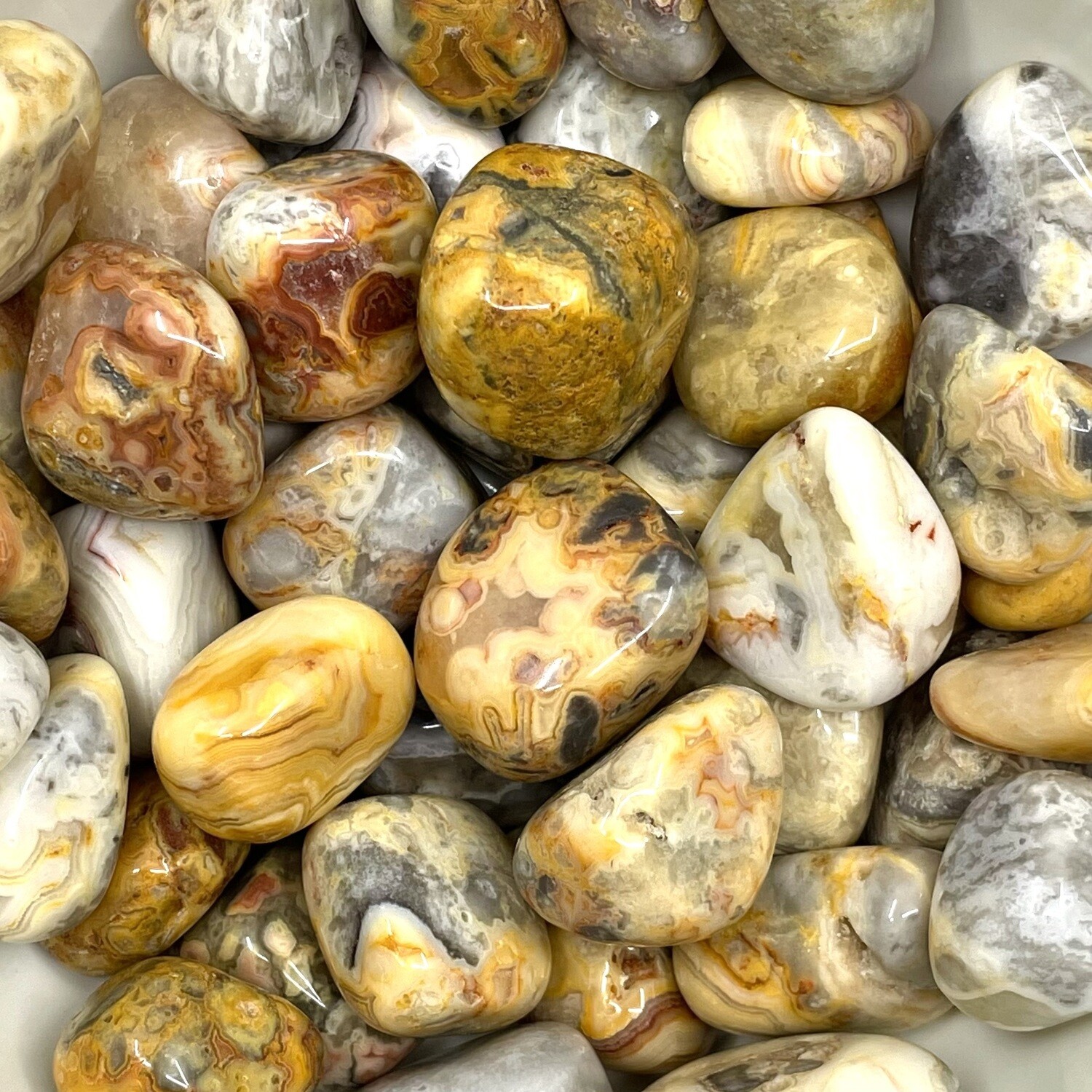 Yellow Crazy Lace Agate Tumbled MED