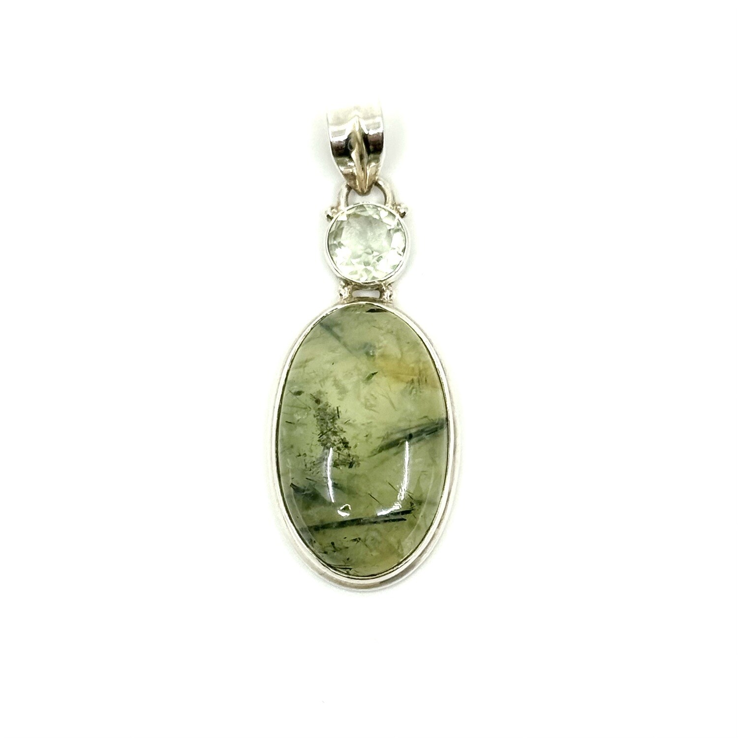 Prehnite / Green Amethyst Crystal Pendant