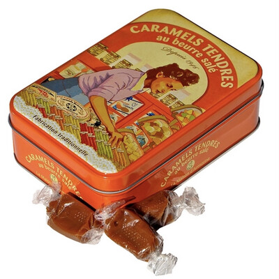 salted butter caramels vintage tin