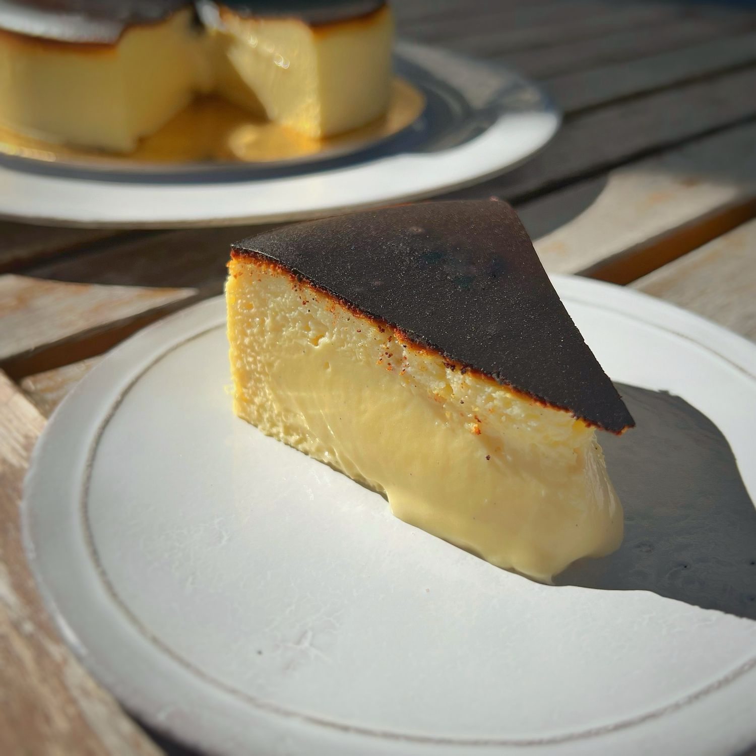 classic basque cheesecake slice
