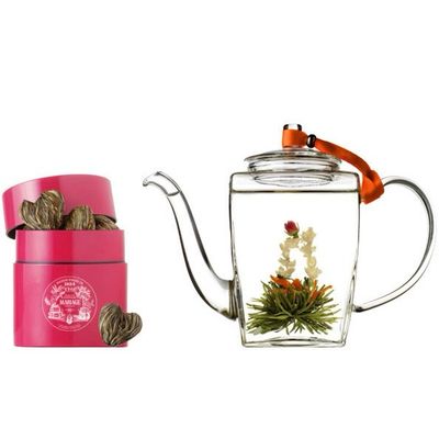 mariage frères gift set: crafted tea &amp; hand blown glass teapot