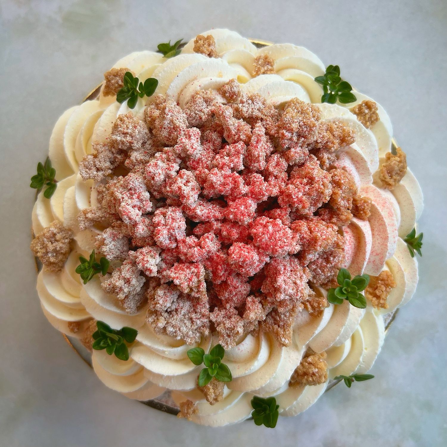 rhubarb dacquoise, 7”