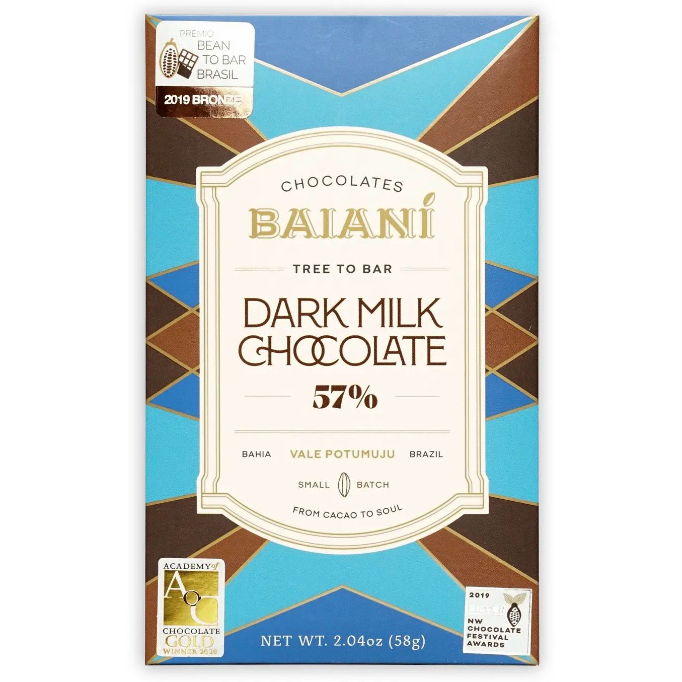 baianí 57% dark milk chocolate bar