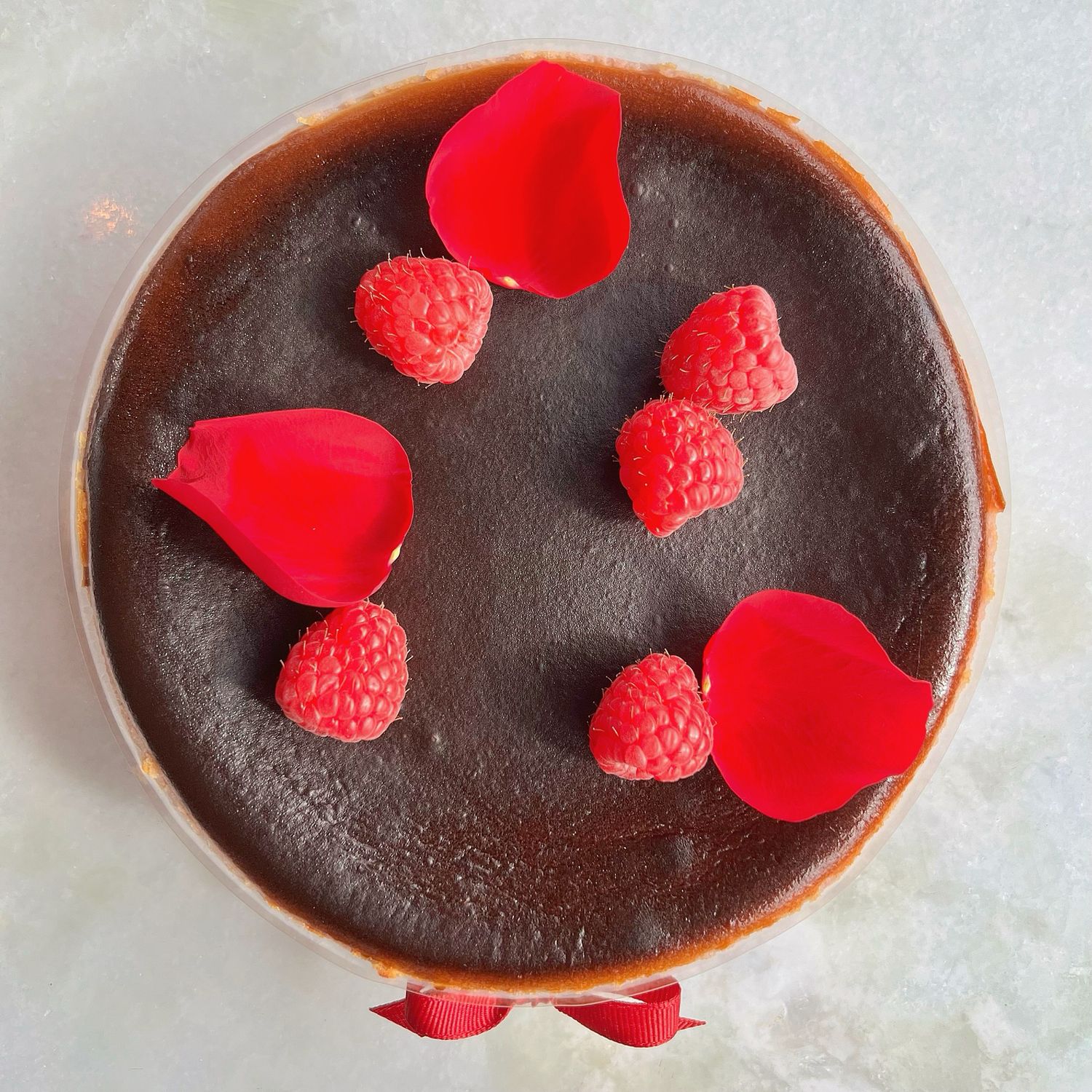 raspberry rose basque cheesecake, 7”