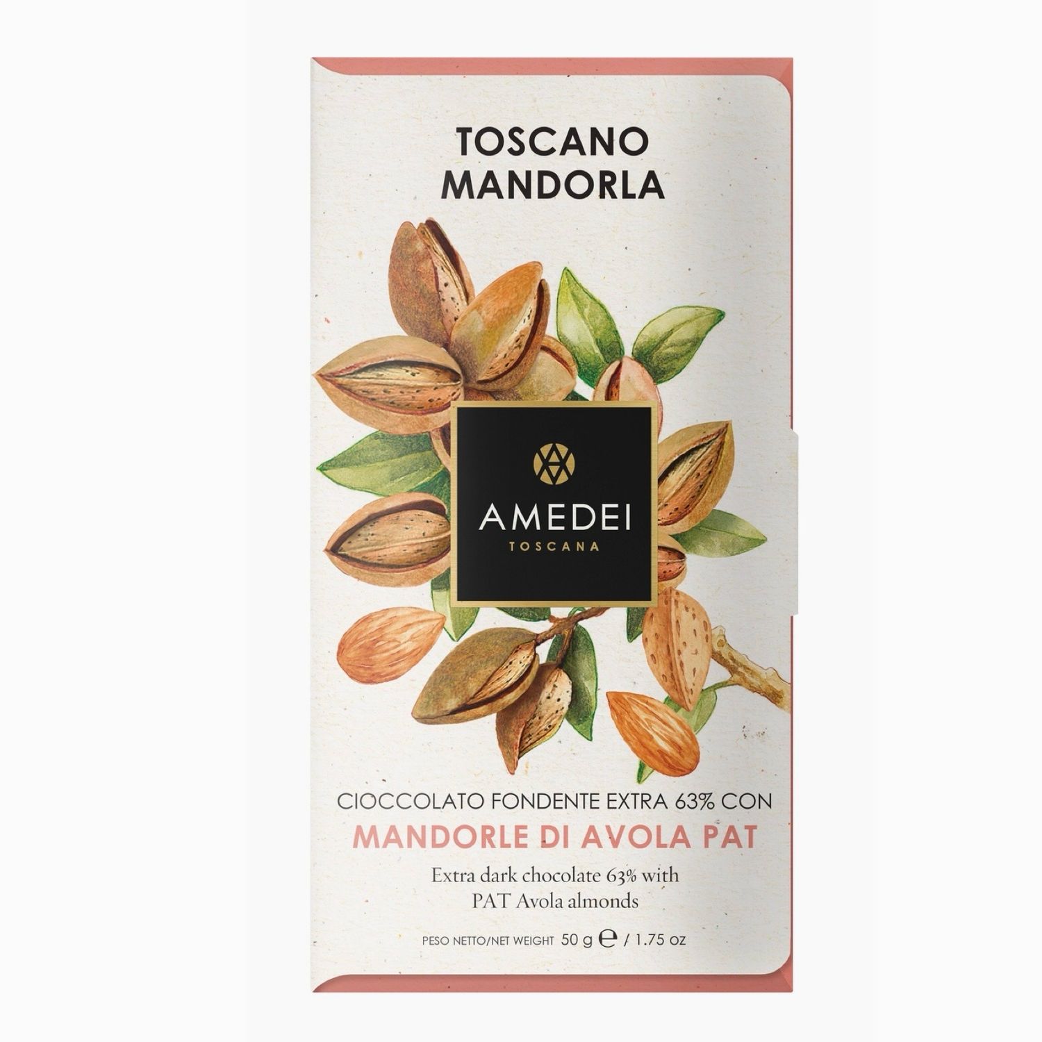 amedei dark chocolate bar w/almonds