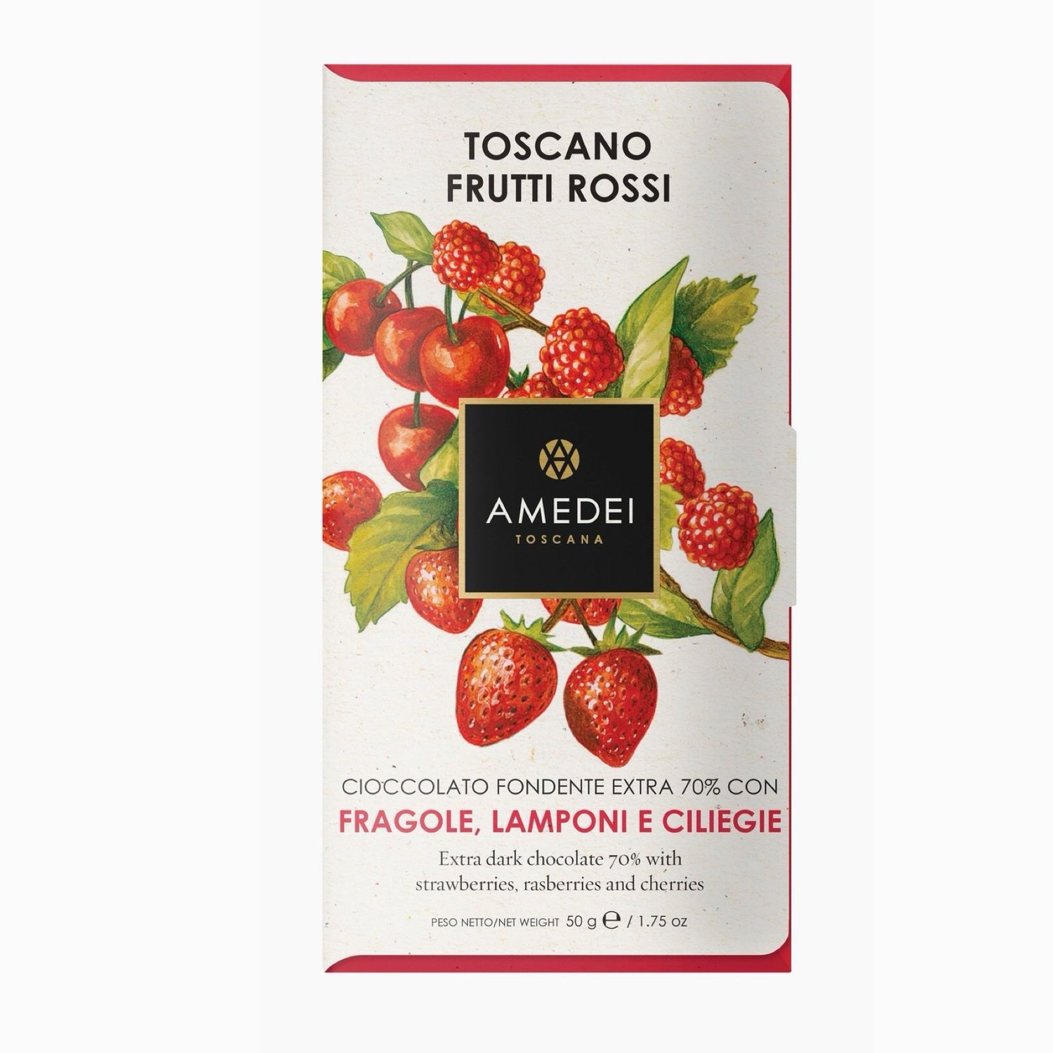 amedei dark chocoalte bar w/red fruits
