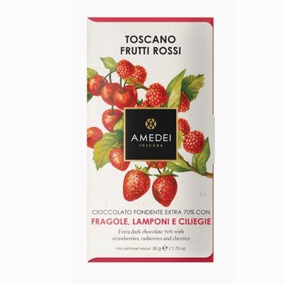 amedei dark chocoalte bar w/red fruits