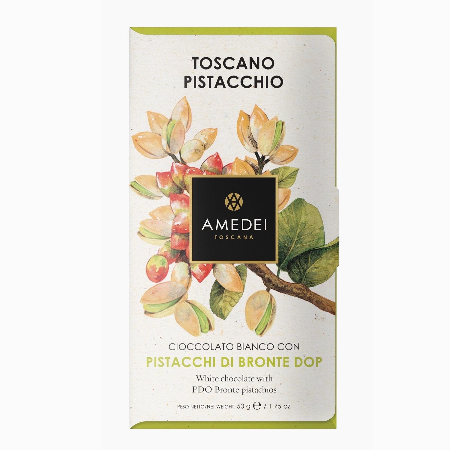 amedei white chocolate bar w/pistachios