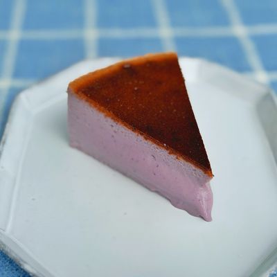 blueberry lavender basque cheesecake slice