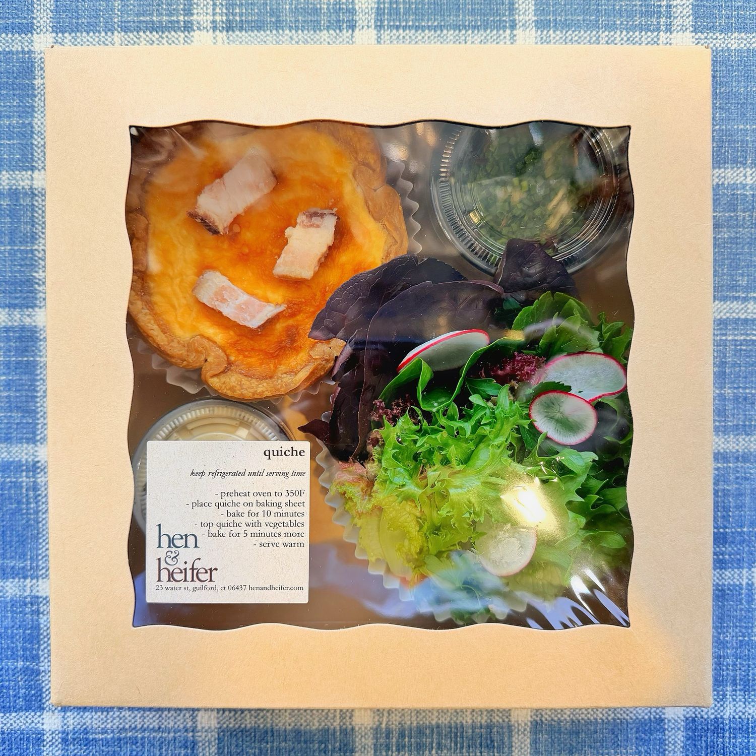 cheese, potato &amp; bacon lardons quiche COLD TO GO