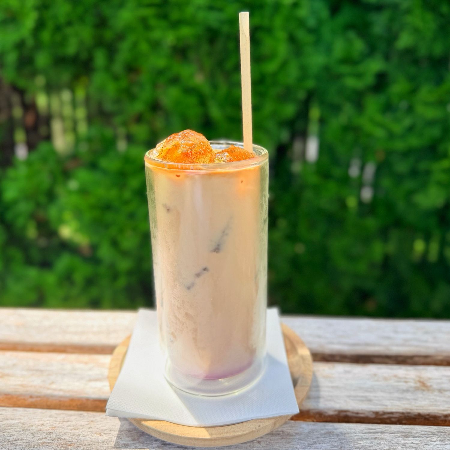 iced decaf blueberry lavender latte