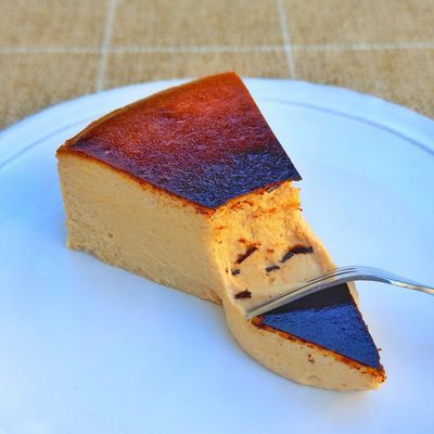 apple cider basque cheesecake slice