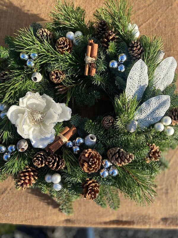 White Magnolia Christmas wreath