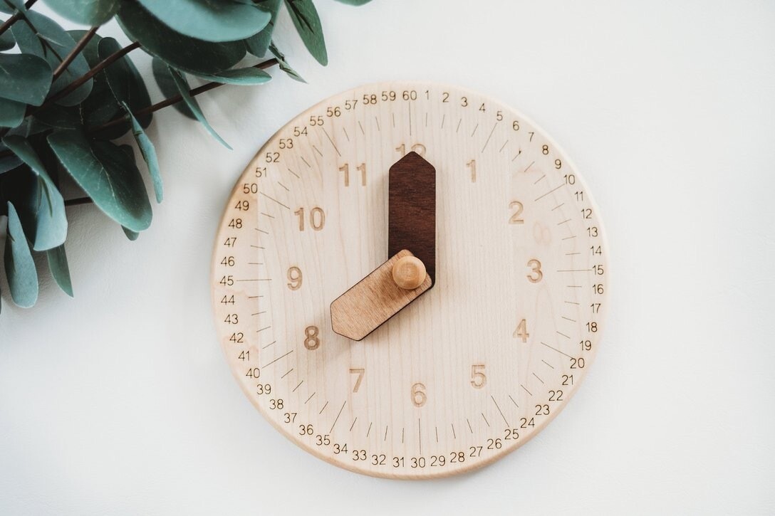 Wooden Toy  Clock With Minutes