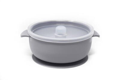 Silicone Suction Bowl With Lid Lilac Grey