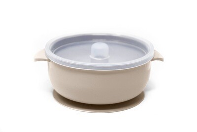 Silicone Suction Bowl With Lid Ivory