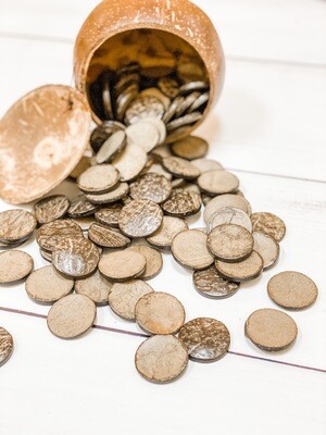 Natural Coco Counter Jar + Coins