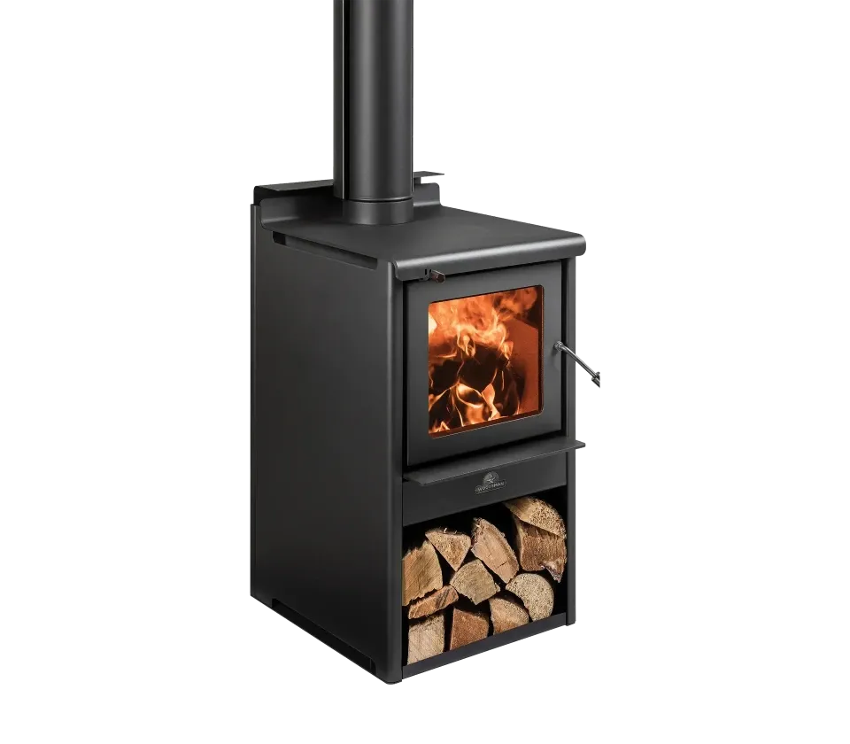 Serene Woodbox Charcoal Fire and Flue Package