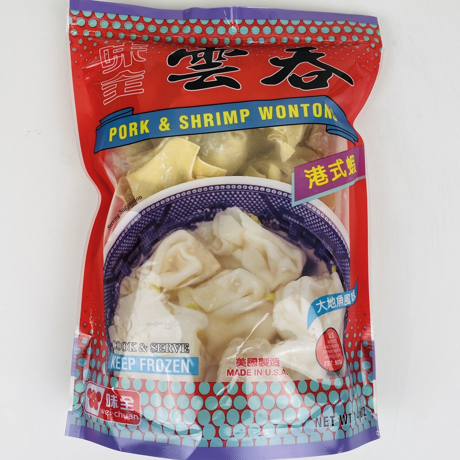 Wei Chuan HK Pork & Shrimp Wonton 14oz 味全港式虾云吞