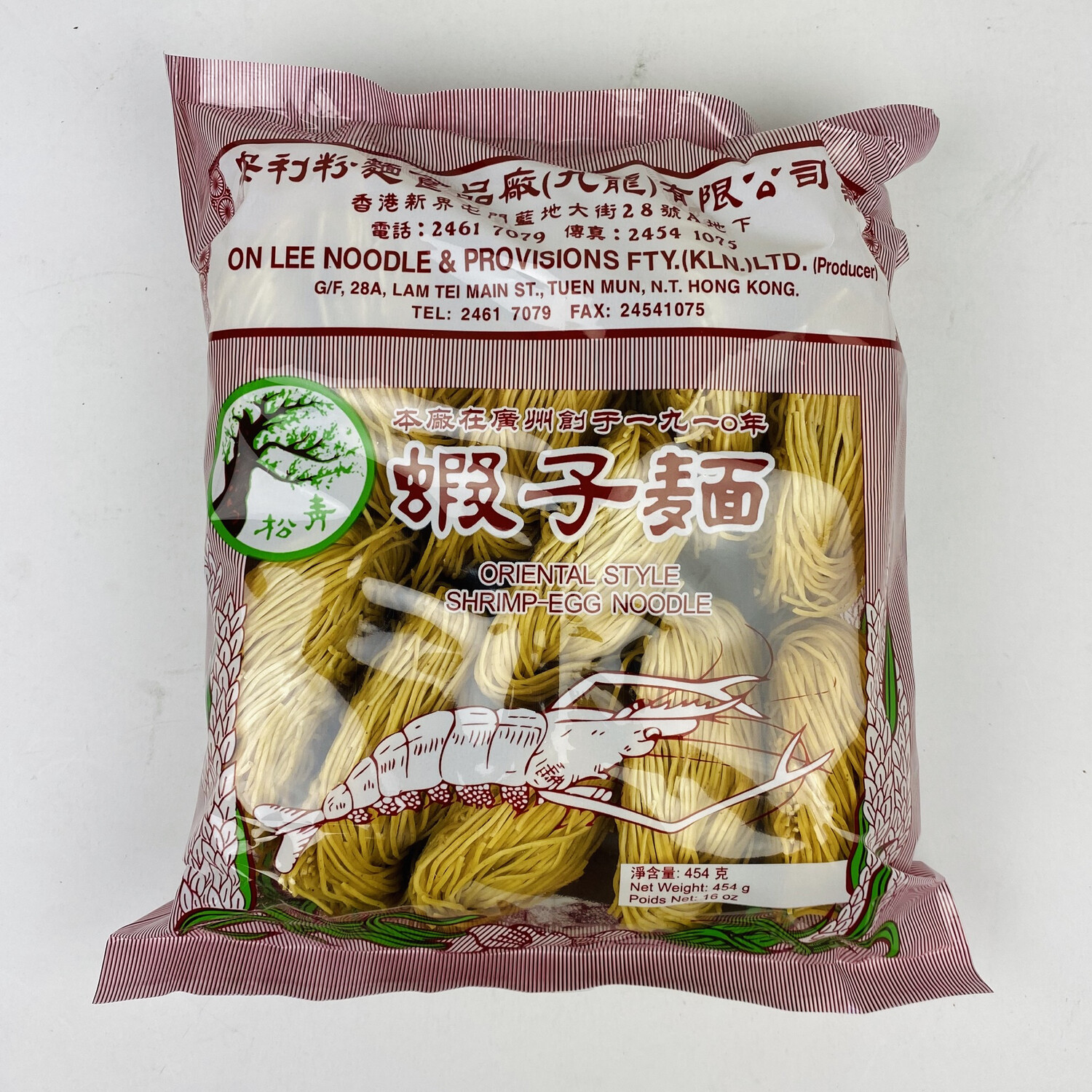 On-Lee Shrimp Noodle/Thin 16oz 青松虾子面