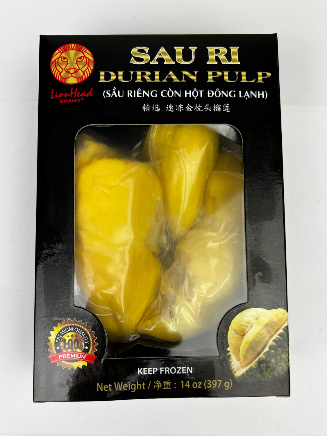 Lion Durian Meat 金枕头榴莲肉/有核/盒装 14oz