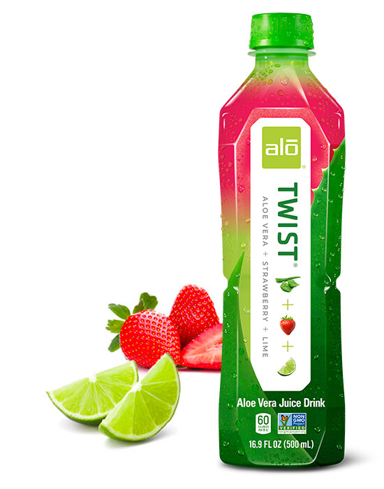 ALO TWIST-Strawberry + Lime +Aloe 芦荟汁+草莓+青柠 16.9oz x 12