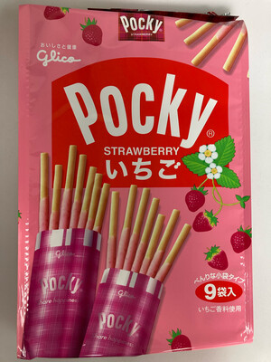 Pocky格力高 日本进口家庭装草莓味饼干棒 9小袋/包 130 克