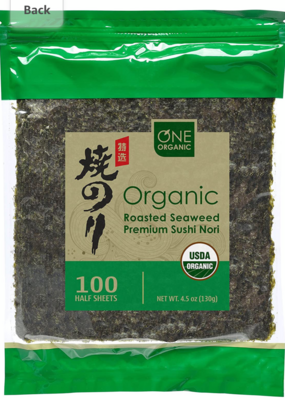Organic Roasted Seaweed Premium Sushi Nori Half Sheets有机紫菜 / 100片装(切半）