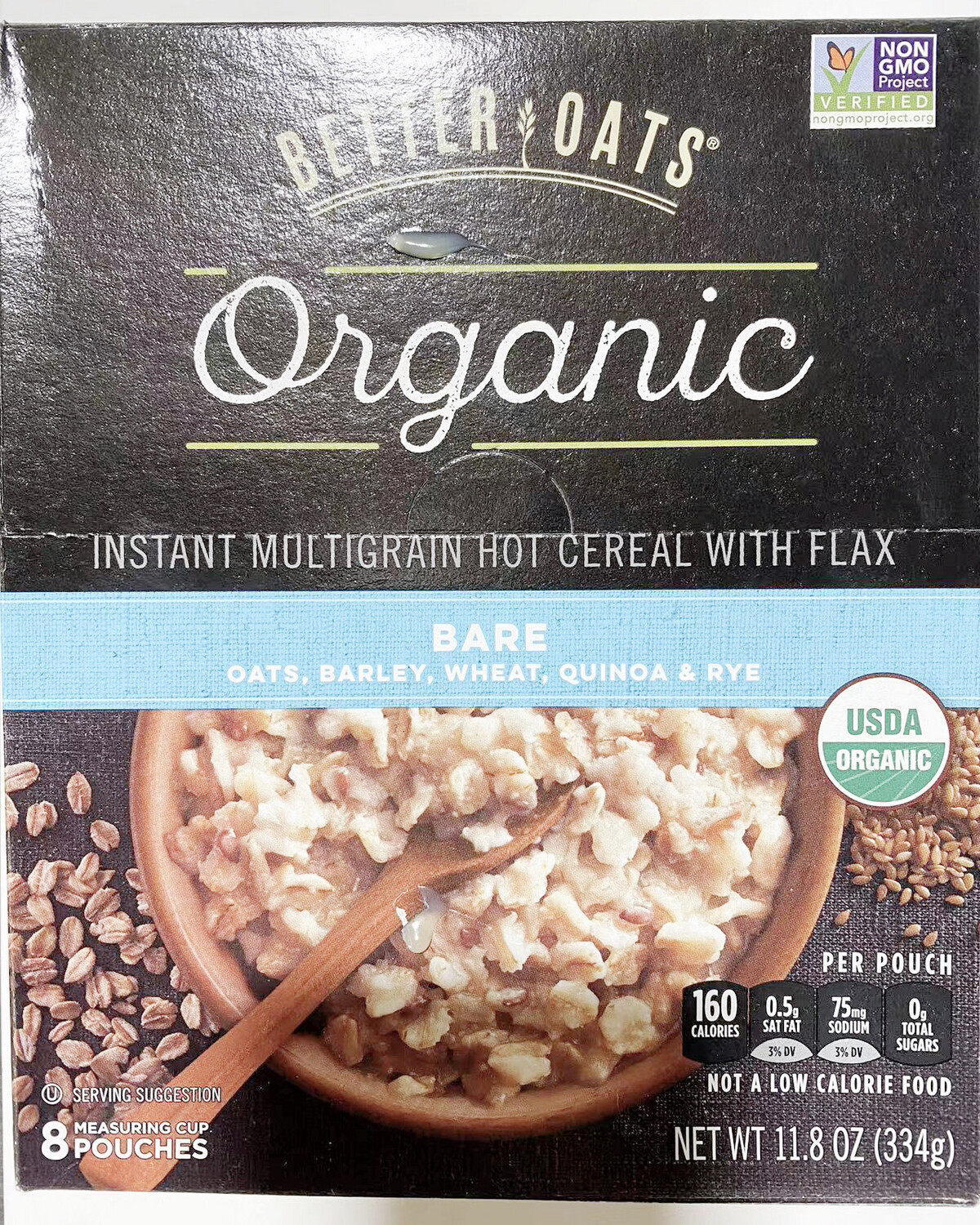 Better Oats Organic Bare Oats,Barley,Wheat,Quinoa&Rye 有机速食燕麦粥 （8包）11.8oz