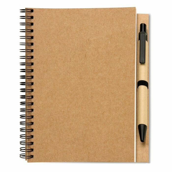 Libreta espiral con bolígrafo biodegradable