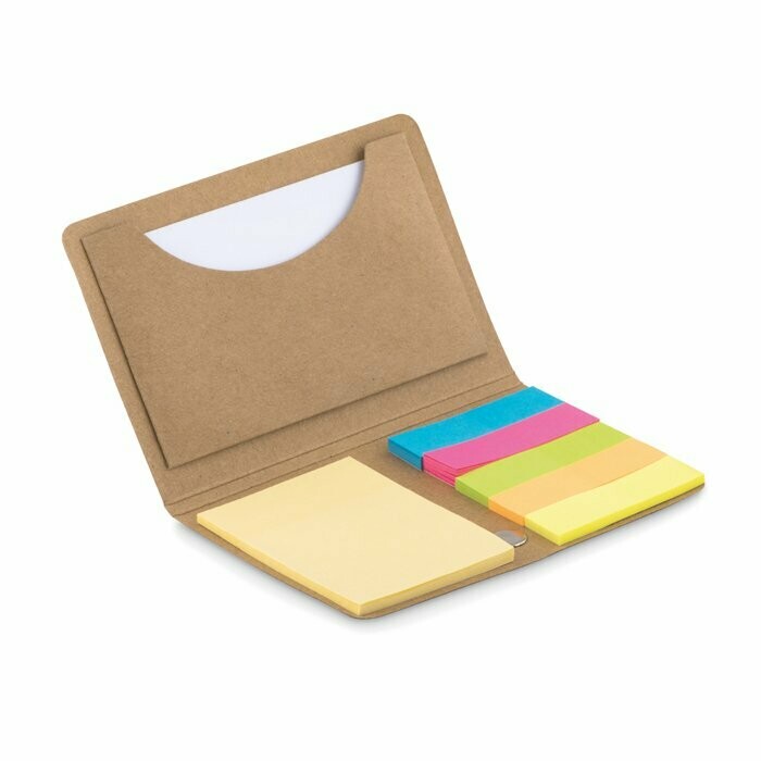 Tarjetero con bloc de notas y notas adhesivas