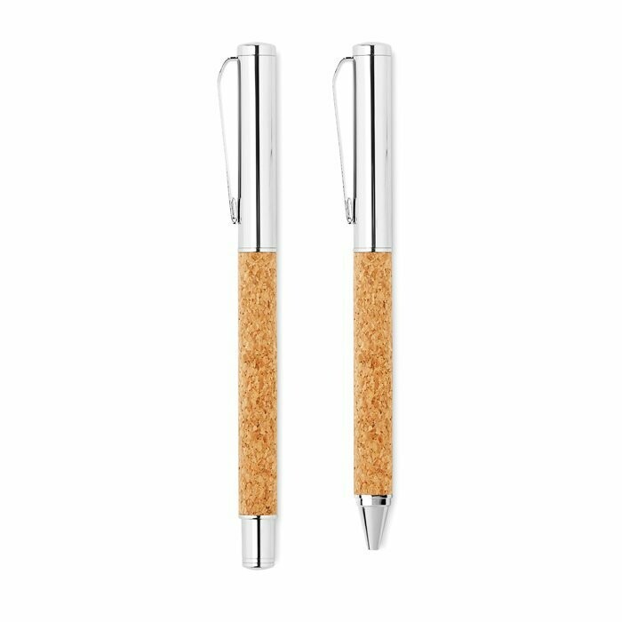 Set de bolígrafo y rollerball con cuerpo de corcho