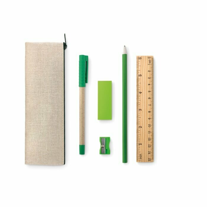 Estuche con 6 piezas de escritorio de algodón y yute