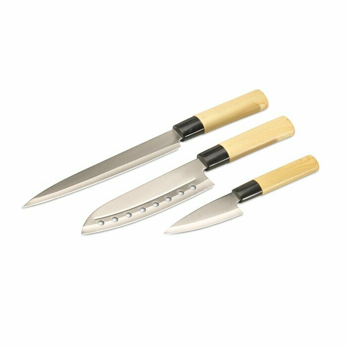 Set de cuchillos de cocina, Talla: Láser en los tres cuchillos