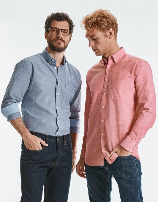 Camisa Oxford washed entallada m/l Russell
