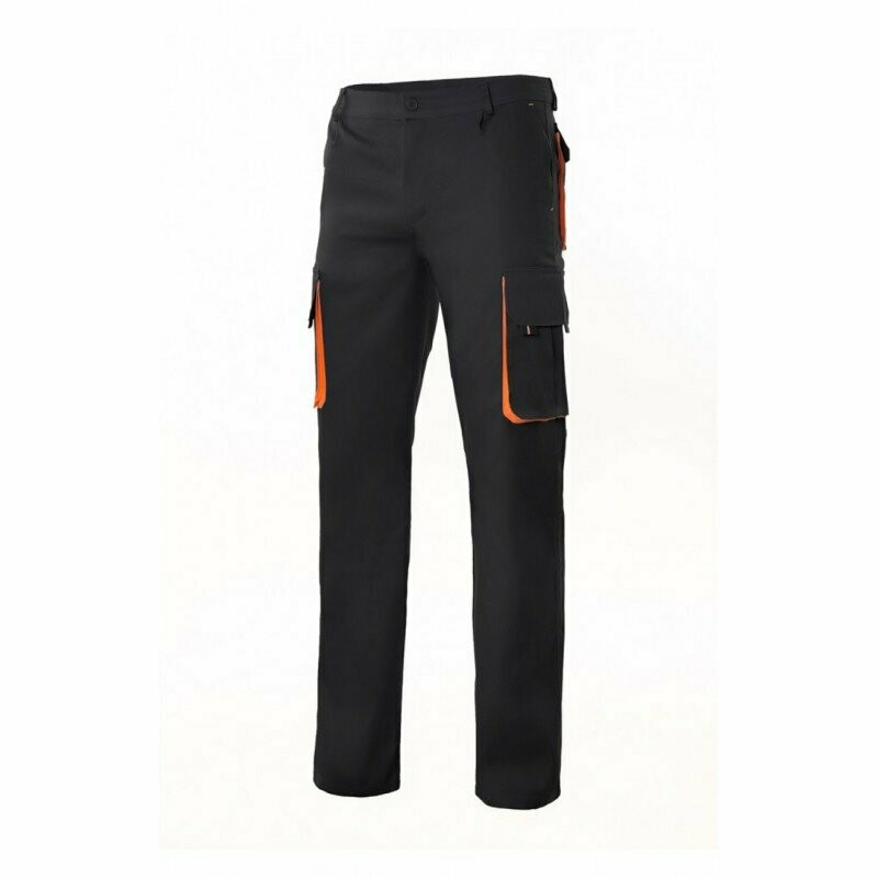 Pantalón bicolor multibolsillos 190gr, Color: Negro/Naranja