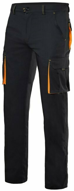 Pantalón stretch bicolor multibolsillos, Color: Negro/NaranjaFluor