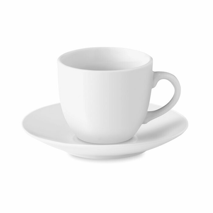Taza de cerámica y plato para café