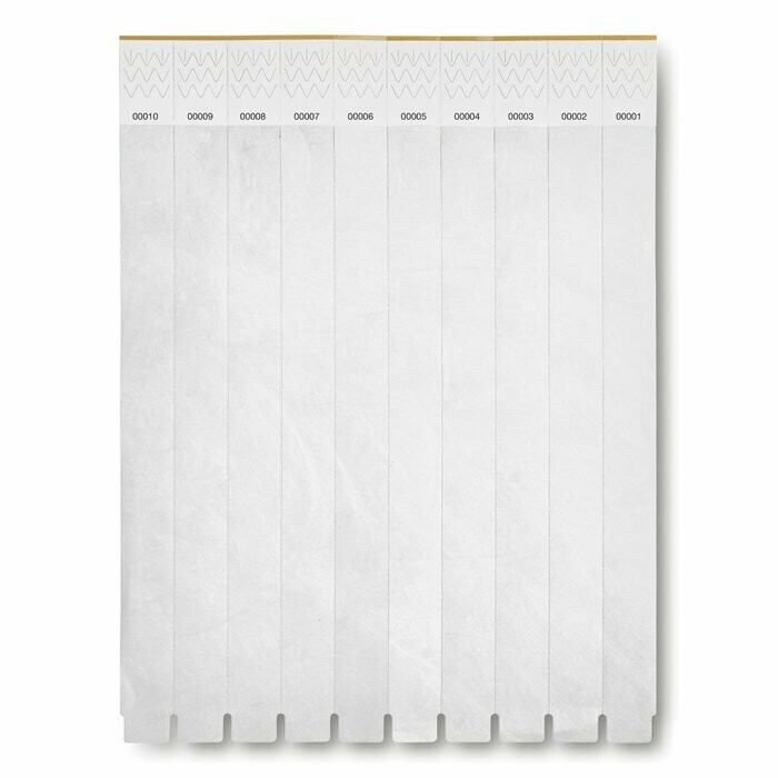 Pulsera Tyvek Dupont 19mm,Hoja de 10 uds, Color: Blanco