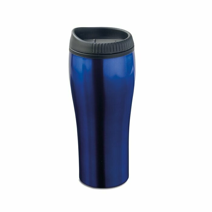 Vaso de doble capa en acero inoxidable con tapa 500 ml, Color del artículo: Azul