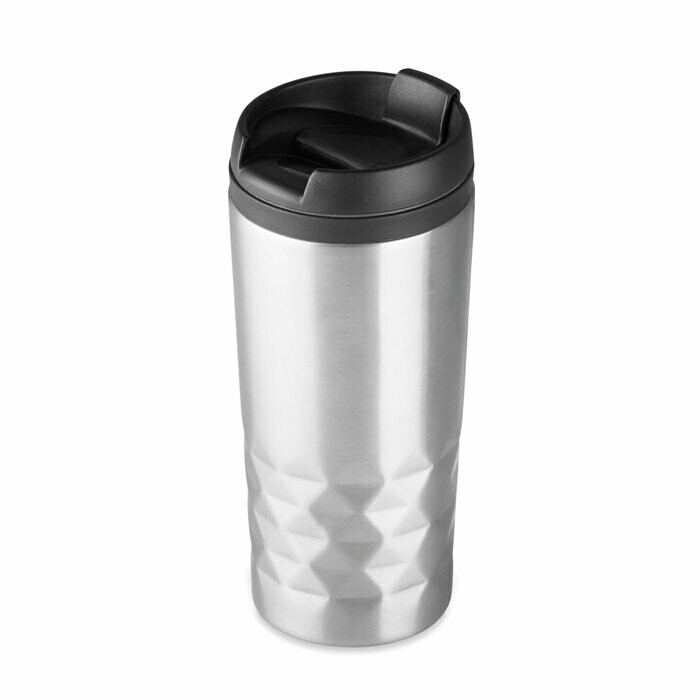 Vaso de viaje en acero inox. y acabado corte diamante