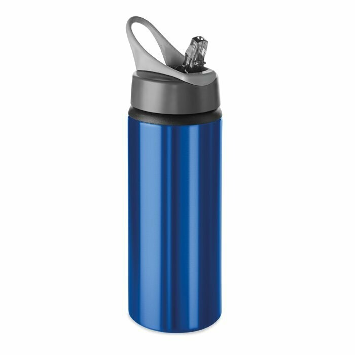 Botella de aluminio con pajita plegable, Color del artículo: Azul