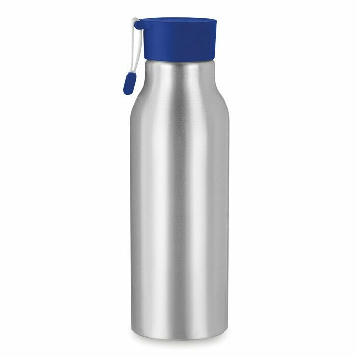 Botella de aluminio con tapa y correa, Color del artículo: Azul