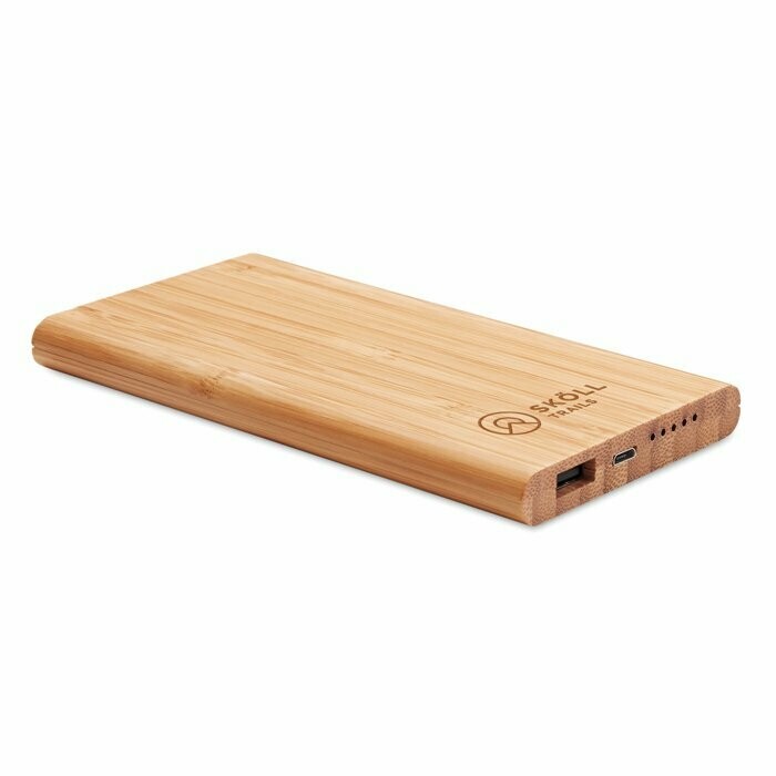 PowerBank inalámbrico bambú 6000 mAh, Color: Natural, Talla: 1 color