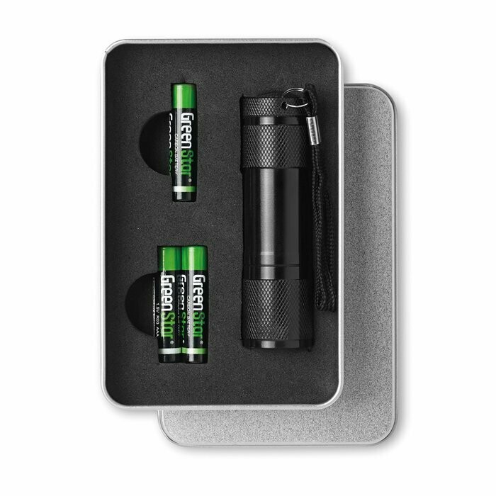 Linterna de aluminio con 9 luces LED