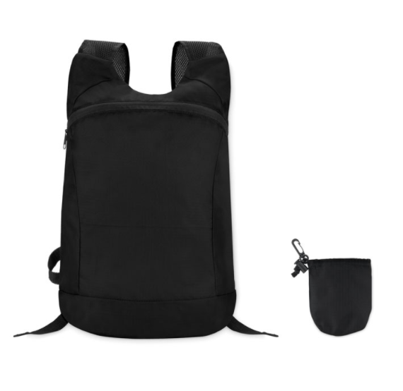 Mochila deportiva plegable de poliéster, Color del artículo: Negro