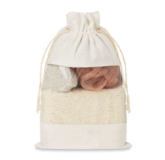 Set de baño en bolsa de yute