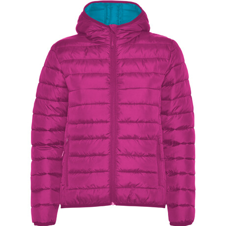 Chaqueta de mujer tacto pluma con capucha, Color: Fucsia