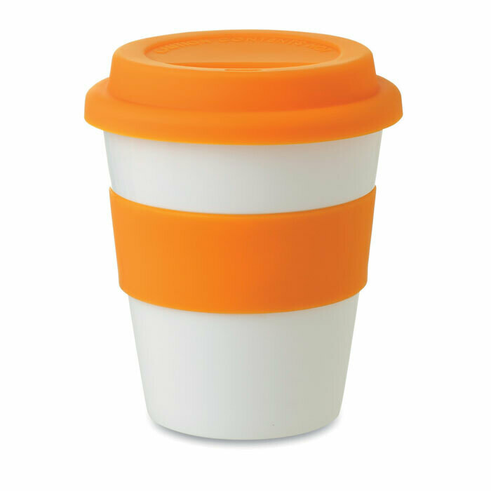 Vaso en PP brillante con agarradera 350ml, Color del artículo: Naranja