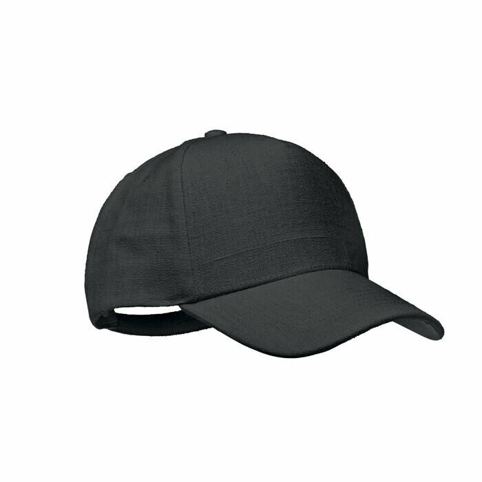 Gorra de béisbol de 5 paneles de cáñamo, Color del artículo: Negro
